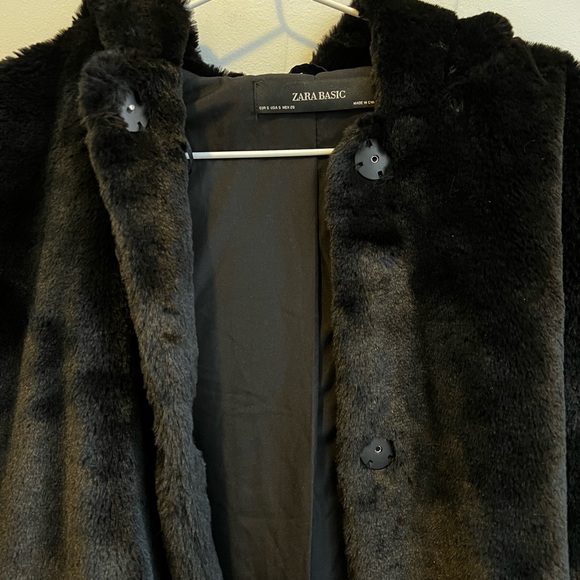 Zara fun fur Teddy hooded jacket size S black - Picture 4 of 10